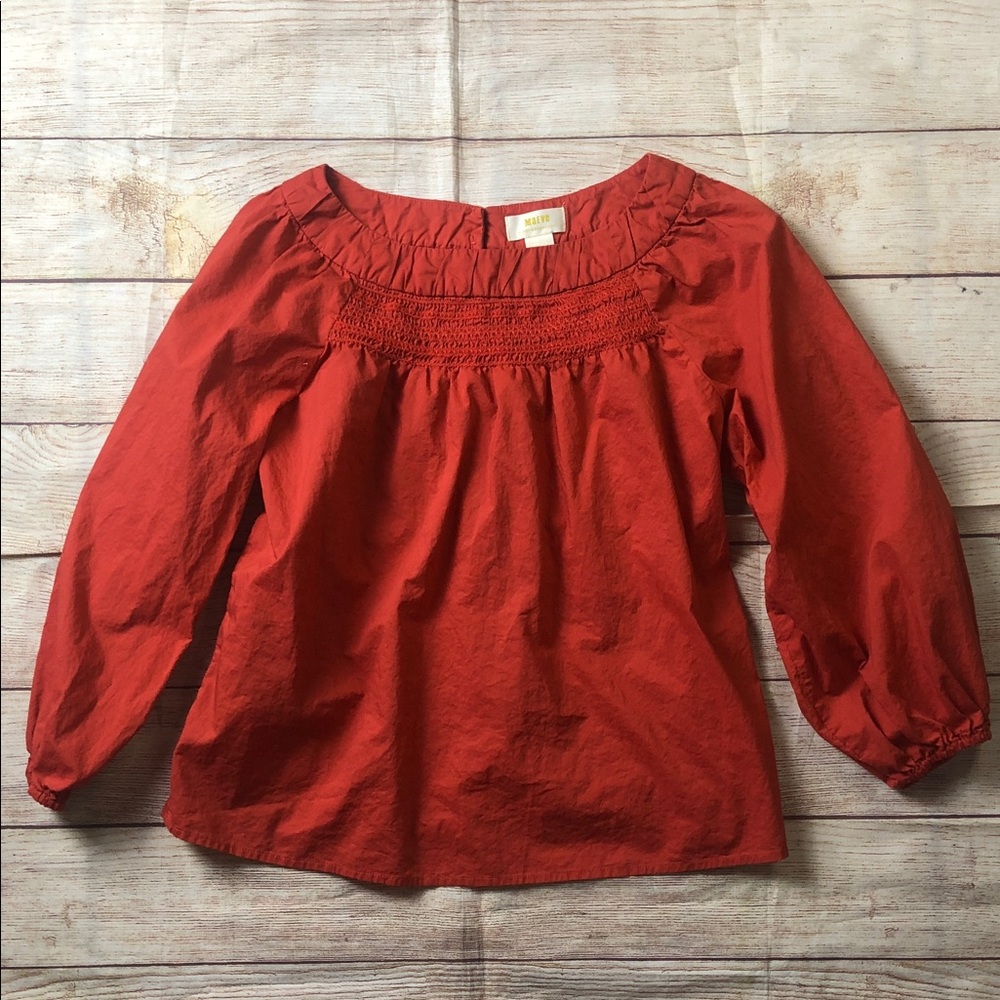 Maeve x Anthropologie Jessie Smocked Swing Blouse 💜